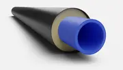 CGI Bild. Vorisoliertes PP-Rohrsystem. aquatherm blue. Faserverbundrohr weißer Hintergrund